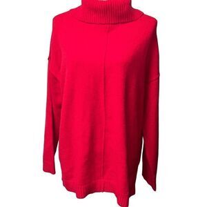 Alfani Red Christmas Turtleneck Sweater Long Sleeve Ribbed Knit Pullover Size XL